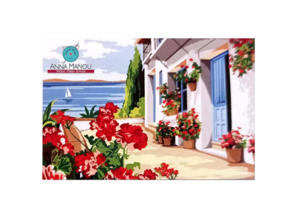 Σταμπωτός Πίνακας "ανθισμένη βεράντα "